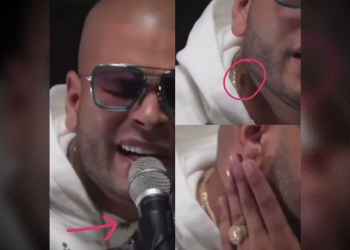 Momento cuando una abeja picó a Ala Jaza en su concierto virtual